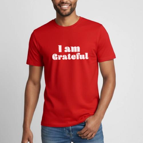 I Am Grateful Affirmation Quote Merch - Heavyweight Unisex T-Shirt by Gildan