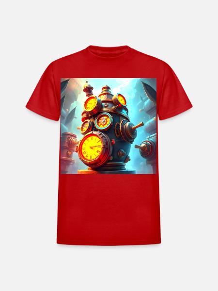 Clockwork Steam Engine - Heavyweight Unisex T-Shirt by Gildan - red