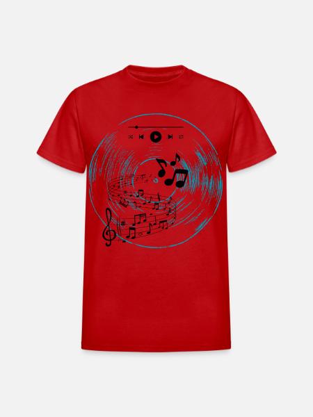 Cyan Vinyl - Heavyweight Unisex T-Shirt by Gildan - red