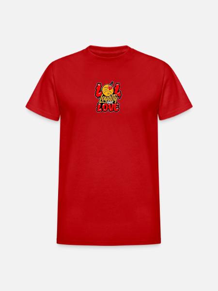 Loyalty Over Love Cartoon Emblem - Heavyweight Unisex T-Shirt by Gildan - red