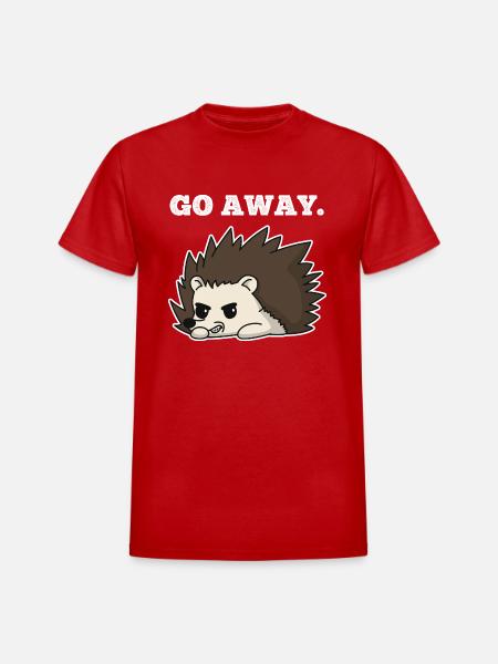 Go Away Porcupine - Heavyweight Unisex T-Shirt by Gildan - red