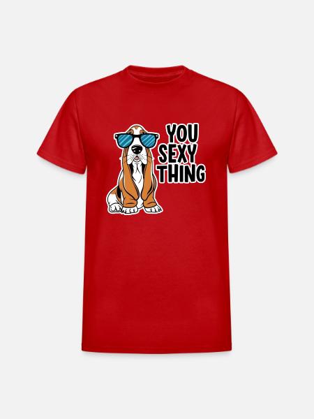 Basset Sexy - Heavyweight Unisex T-Shirt by Gildan - red