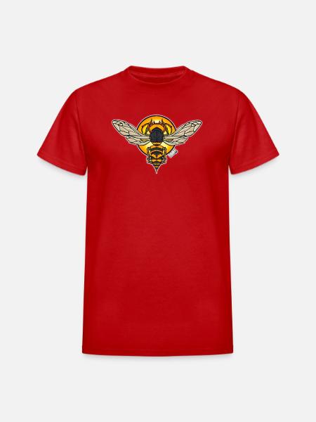 Sunlit Hornet Emblem - Heavyweight Unisex T-Shirt by Gildan - red