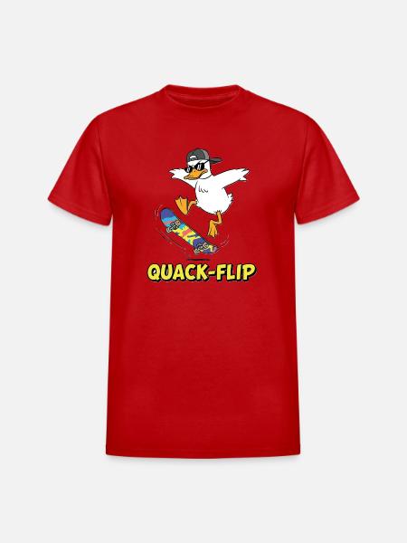 Funny Duck Skater - Heavyweight Unisex T-Shirt by Gildan - red