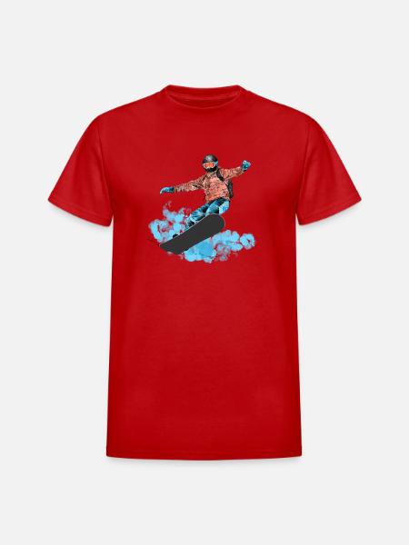 Snowboard Jump Neon Splash - Heavyweight Unisex T-Shirt by Gildan - red
