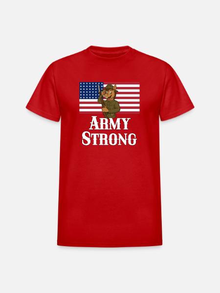 Patriotic Mule Soldier - Heavyweight Unisex T-Shirt by Gildan - red