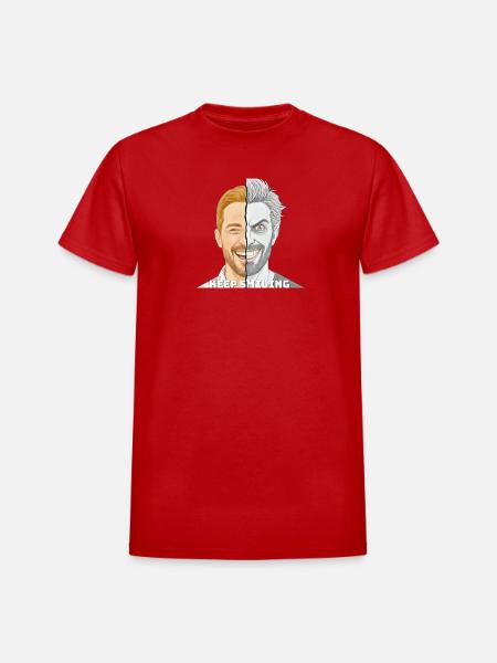 Split Face Smile Keep Smiling - Heavyweight Unisex T-Shirt by Gildan - red