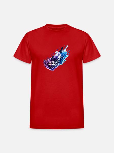 Chromatic Chess Glyph Burst - Heavyweight Unisex T-Shirt by Gildan - red