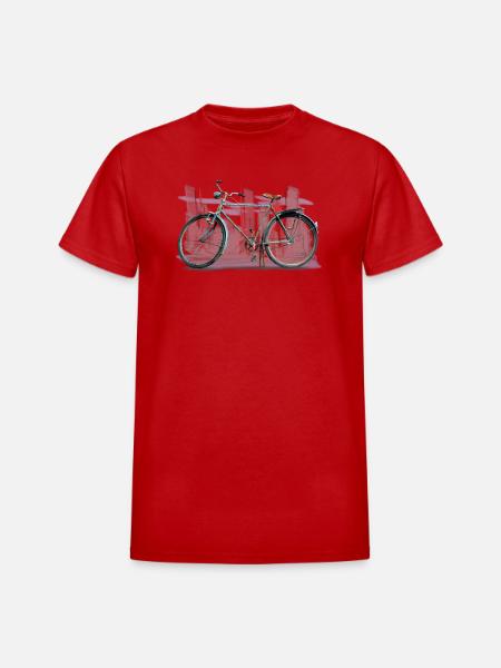 Rustic City Bicycle Sketch - Heavyweight Unisex T-Shirt by Gildan - red