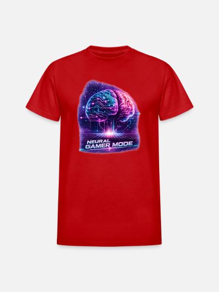 Neon Neural Gamer Mode - Heavyweight Unisex T-Shirt by Gildan - red