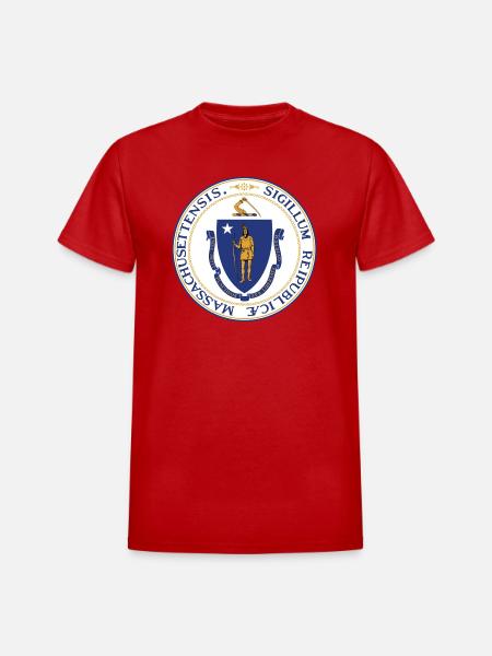 Massachusetts - Heavyweight Unisex T-Shirt by Gildan - red