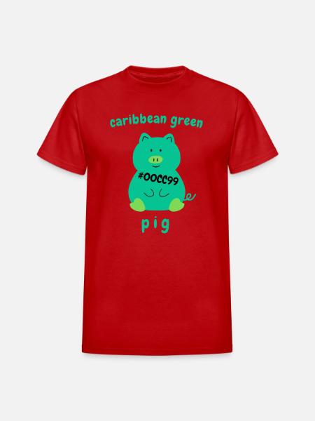 Caribbean green Pig - Heavyweight Unisex T-Shirt by Gildan - red