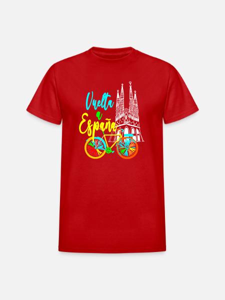 Vuelta Espana Neon Bicycle - Heavyweight Unisex T-Shirt by Gildan - red