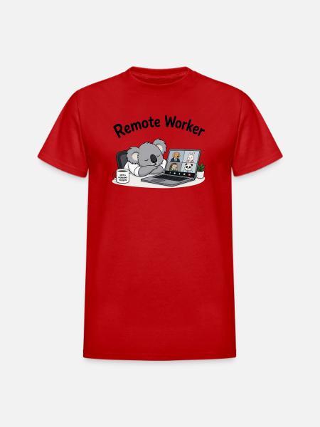 Remote Worker - Heavyweight Unisex T-Shirt by Gildan - red