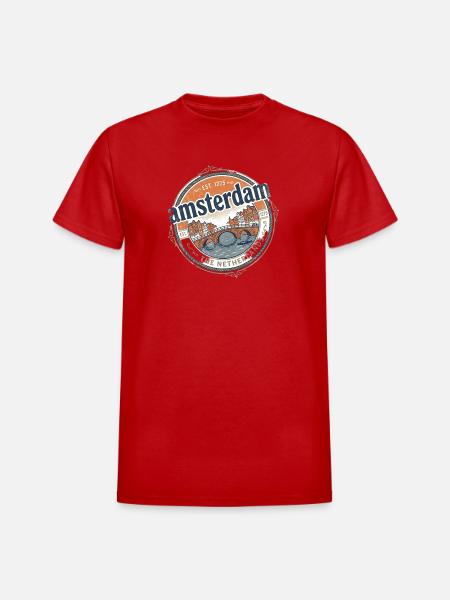 Amsterdam Bridge City Seal - Heavyweight Unisex T-Shirt by Gildan - red