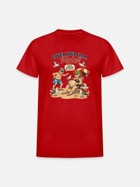 Cover Your Clam Mabel - Heavyweight Unisex T-Shirt by Gildan - red