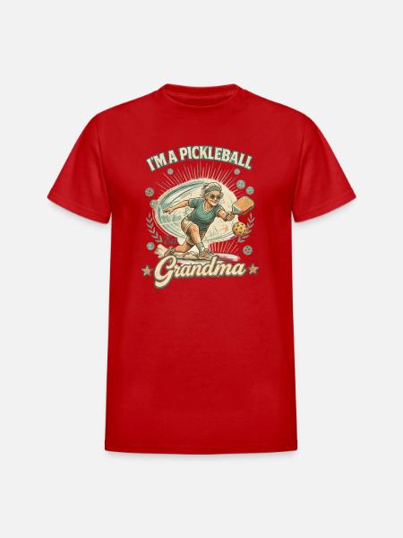 Pickleball Grandma Shirt - Heavyweight Unisex T-Shirt by Gildan - red