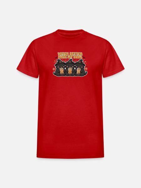 Witch Boba Trio Cats - Heavyweight Unisex T-Shirt by Gildan - red