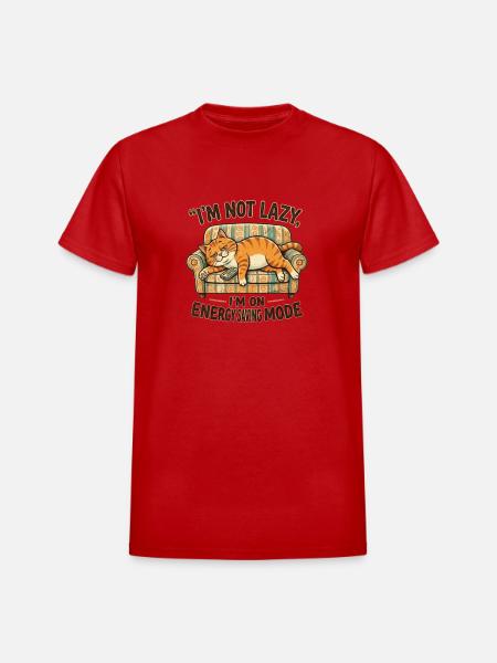 Lazy_Cat - Heavyweight Unisex T-Shirt by Gildan - red