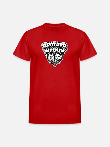 Brother Nervy Heart - Heavyweight Unisex T-Shirt by Gildan - red