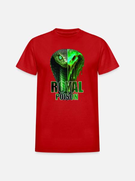Royal Poison Serpent Split - Heavyweight Unisex T-Shirt by Gildan - red