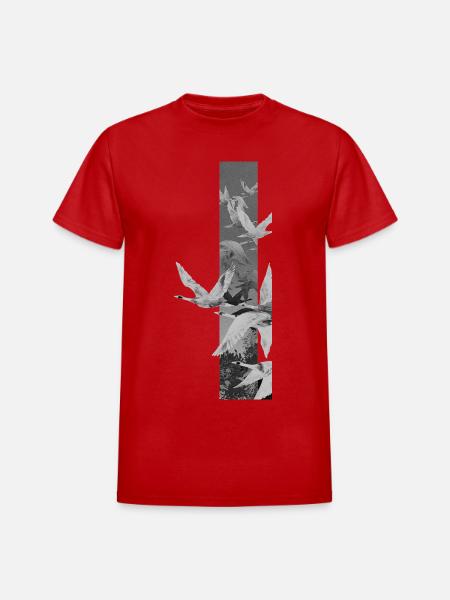Dove Stripes Mono - Heavyweight Unisex T-Shirt by Gildan - red
