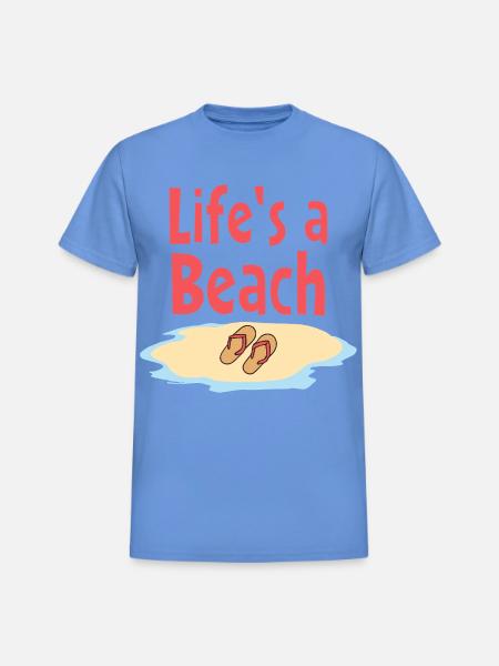 Life's a Beach Sandals Illustration - Heavyweight Unisex T-Shirt by Gildan - carolina blue