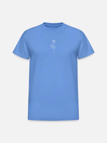 Minimalist Rose Line Art - Heavyweight Unisex T-Shirt by Gildan - carolina blue