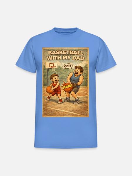 Basketball Bond: Dad and Kid - Heavyweight Unisex T-Shirt by Gildan - carolina blue