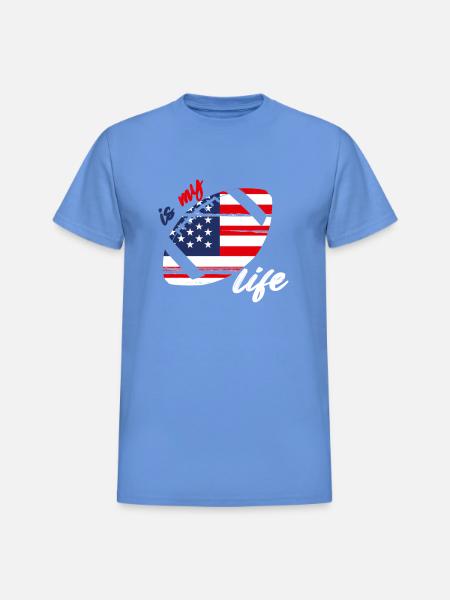Patriotic Football Life - Heavyweight Unisex T-Shirt by Gildan - carolina blue