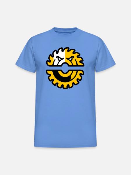 Circular Saw Mascot Logo - Heavyweight Unisex T-Shirt by Gildan - carolina blue