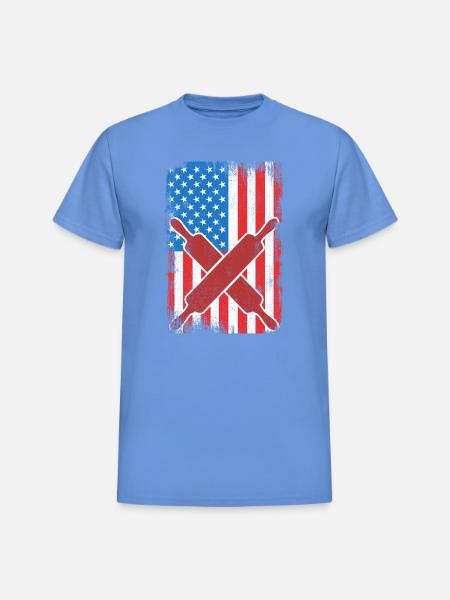 Baking USA Flag - Heavyweight Unisex T-Shirt by Gildan - carolina blue