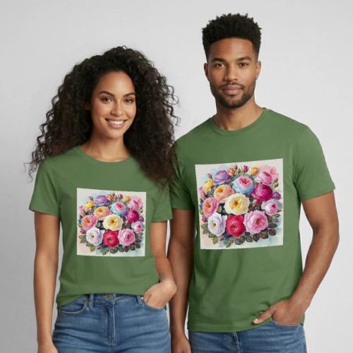 beautiful flowers floral design, wellness, nature - Heavyweight Unisex T-Shirt by Gildan