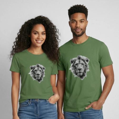 Lion: Monochrome King - Heavyweight Unisex T-Shirt by Gildan