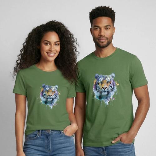 Splash-Art Tiger Face - Heavyweight Unisex T-Shirt by Gildan