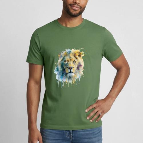 Splash-Art Lion Face - Heavyweight Unisex T-Shirt by Gildan