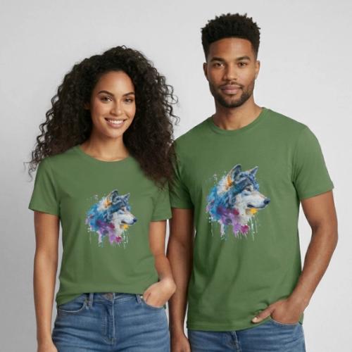 Splash-Art Wolf Head - Heavyweight Unisex T-Shirt by Gildan