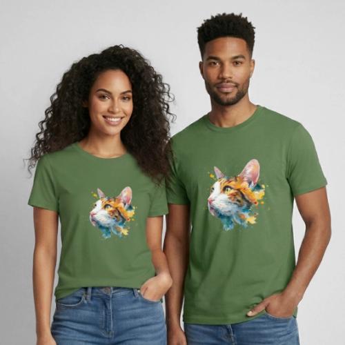 Cat: Feline Ink Burst - Heavyweight Unisex T-Shirt by Gildan