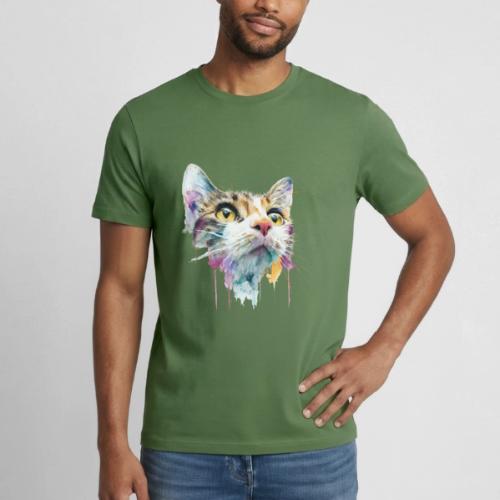 Chromatic Cat Splash - Heavyweight Unisex T-Shirt by Gildan
