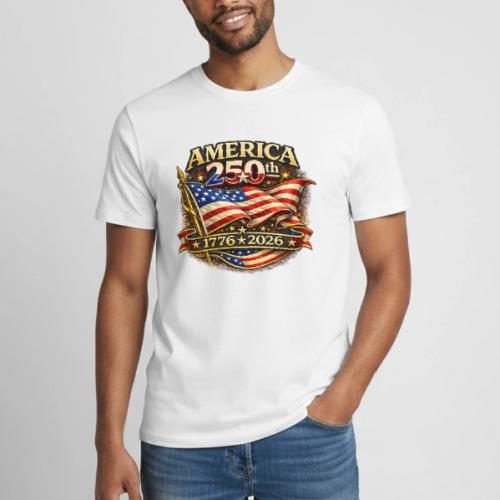 American Flag 250th Anniversary Design | USA - Heavyweight Unisex T-Shirt by Gildan