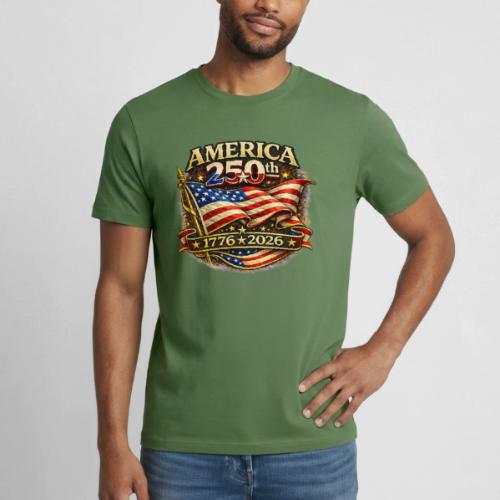 American Flag 250th Anniversary Design | USA - Heavyweight Unisex T-Shirt by Gildan