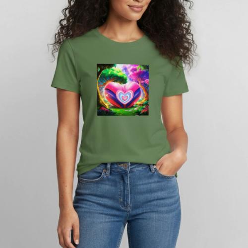 Double heart, fantasy, landscapes enjoy the magic - Heavyweight Unisex T-Shirt by Gildan
