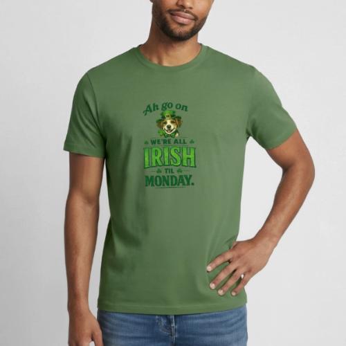 St. Patrick’s Day Dog T-Shirt – We’re All Irish - Heavyweight Unisex T-Shirt by Gildan