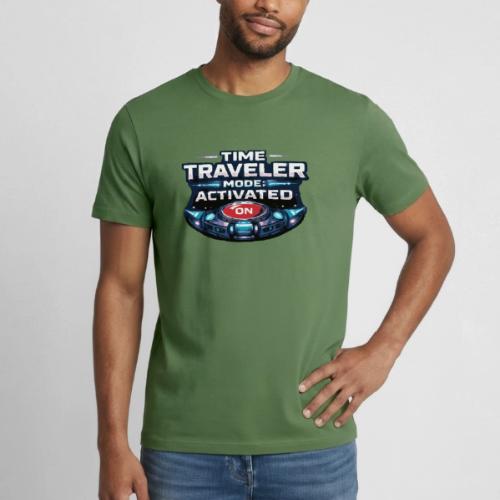 Time Traveler Mode – Futuristic Neon Sci-Fi Tee - Heavyweight Unisex T-Shirt by Gildan