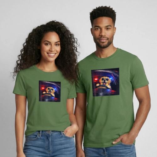 Funny Police Golden Retriever Meme Tee - Heavyweight Unisex T-Shirt by Gildan