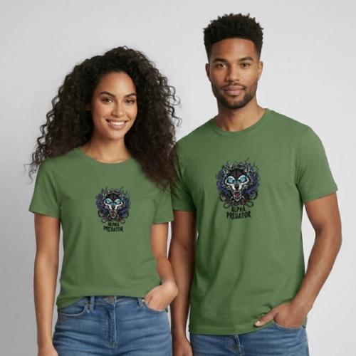 Alpha Predator Wolf Fierce Neon Eyes - Heavyweight Unisex T-Shirt by Gildan
