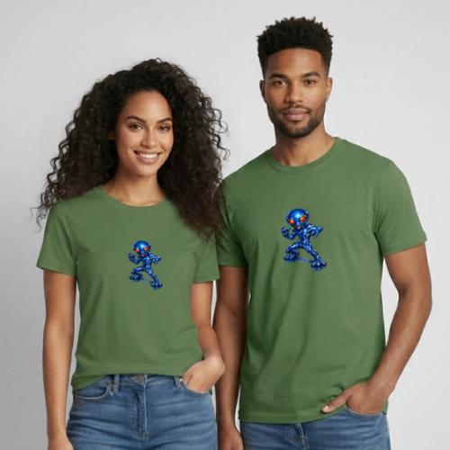Angry Blue Alien - Heavyweight Unisex T-Shirt by Gildan