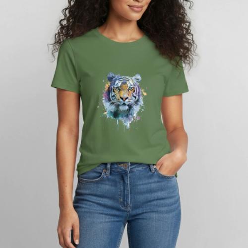 Splash-Art Tiger Face - Heavyweight Unisex T-Shirt by Gildan