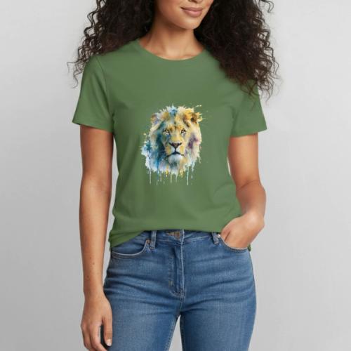 Splash-Art Lion Face - Heavyweight Unisex T-Shirt by Gildan