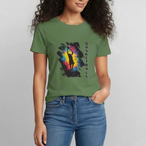High Energy Basketball Paint Splatter Art - Heavyweight Unisex T-Shirt by Gildan